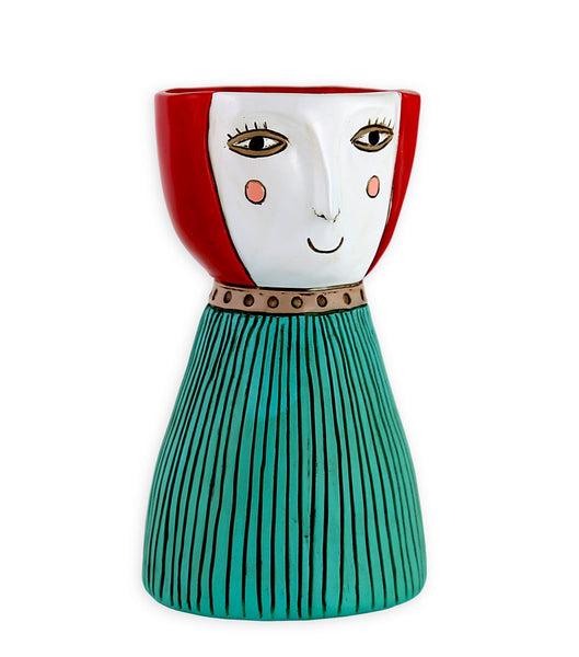 Pot Plant Planter Vase Lady Red